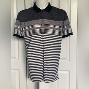 J. Lindeberg Black and White Striped Men's Golf Polo Shirt